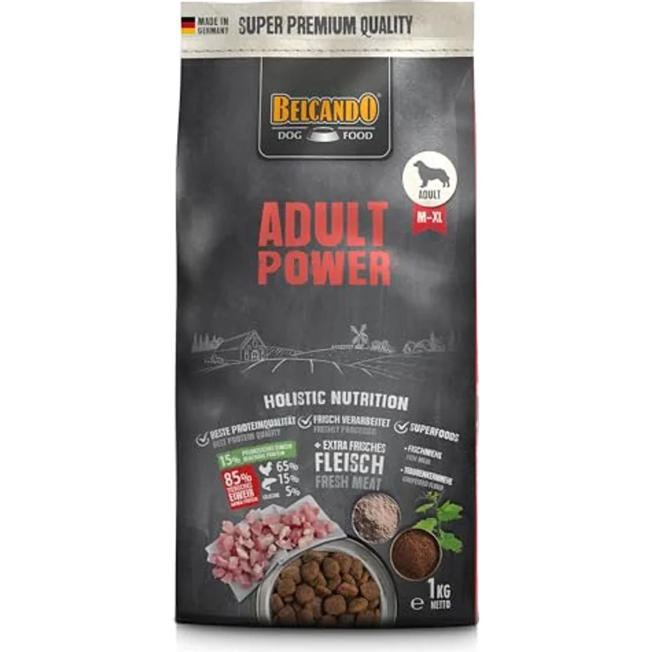 Belcando Adult Power Hundefutter, Trockenfutter für sehr aktive Hunde & Sporthunde, Alleinfuttermittel, 1 kg – Bild 1