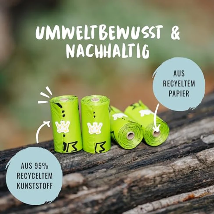 Rudelkönig Hundekotbeutel, auslaufsicher und extra stark, 300 Stück aus recyceltem Kunststoff mit Beutelspender im Knochen-Design – Bild 3