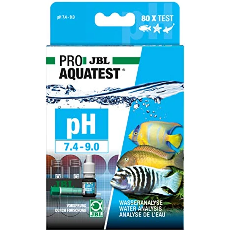 JBL Wassertest-Set ProAquaTest pH 7.4-9.0, Komplettset für Teiche und Süß-/Meerwasser-Aquarien, inkl. Reagens und Glasküvetten – Bild 2