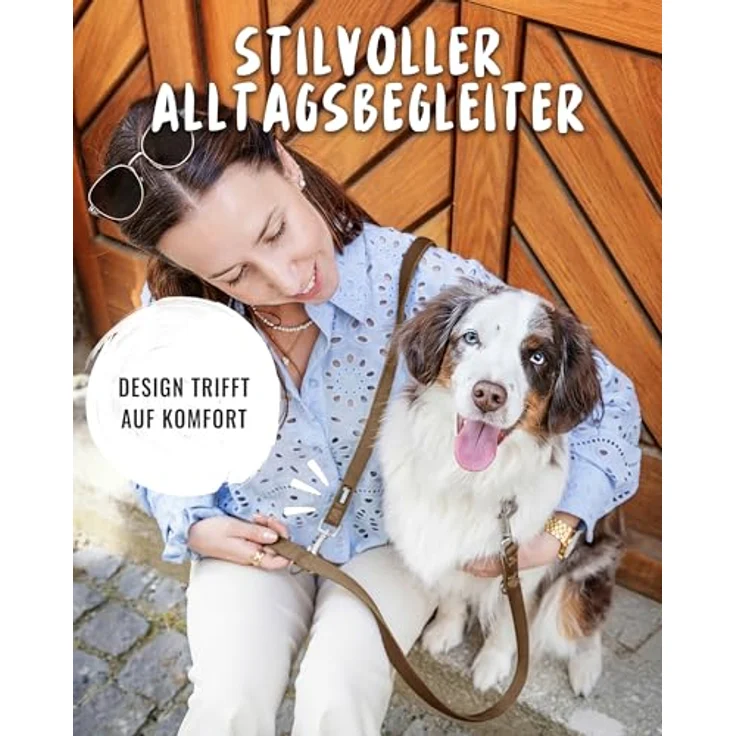 Rudelkönig Führleine Bella, Verstellbare Hundeleine 2,30m mit weichem Neopren-Nylon Material, braun – Bild 5