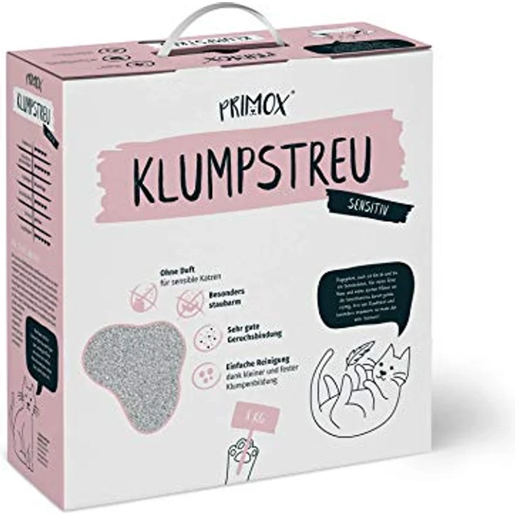 PRIMOX® Sensitiv-Klumpstreu 8 kg, staubarm, ohne Duft, 40 Tage Frische, effiziente Geruchsbindung, optimal für empfindliche Katzen – Bild 1