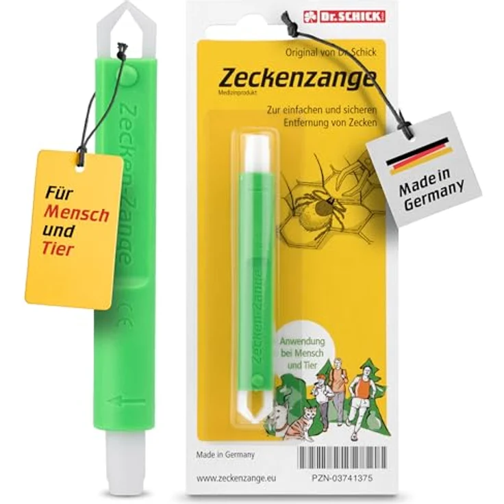 Dr. Schick Zeckenzange, Zeckengreifer mit smartem Druckknopf für Mensch und Tier, zuverlässiger Ze Schutz zur sicheren Entfernung von Zecken – Bild 1