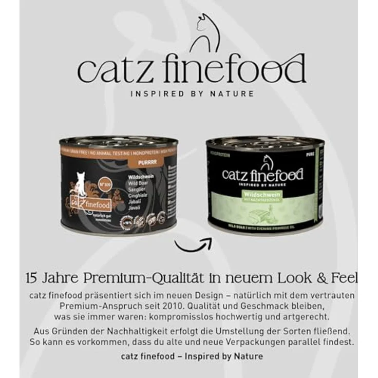 catz finefood Purrrr Wildschwein Monoprotein Katzenfutter nass N° 109, 70% Fleischanteil, für ernährungssensible Katzen, 6 x 200g Dose – Bild 4