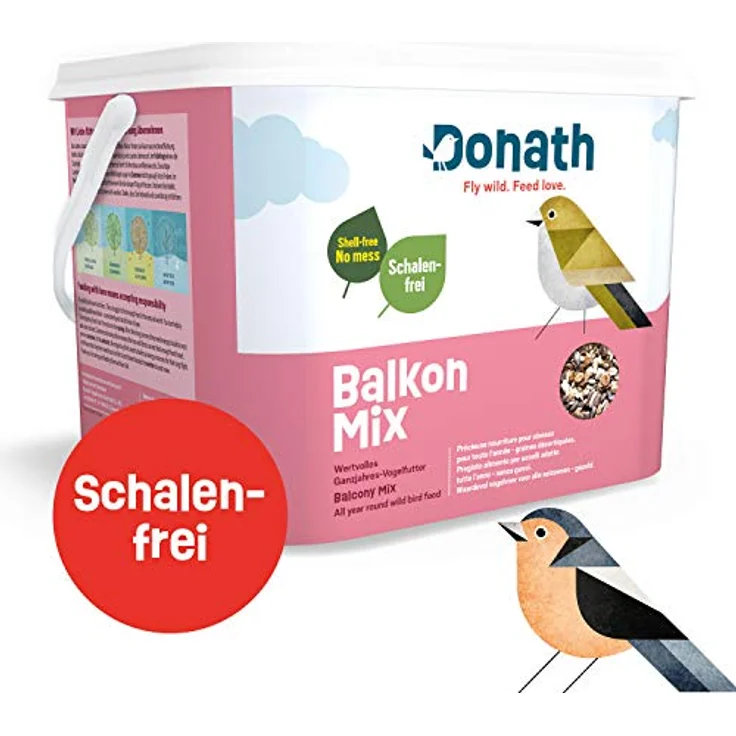 Donath Balkon Mix, schalenfreies Wildvogelfutter für Gartenvögel, 5 kg Eimer, ganzjährig, aus Süddeutschland – Bild 2