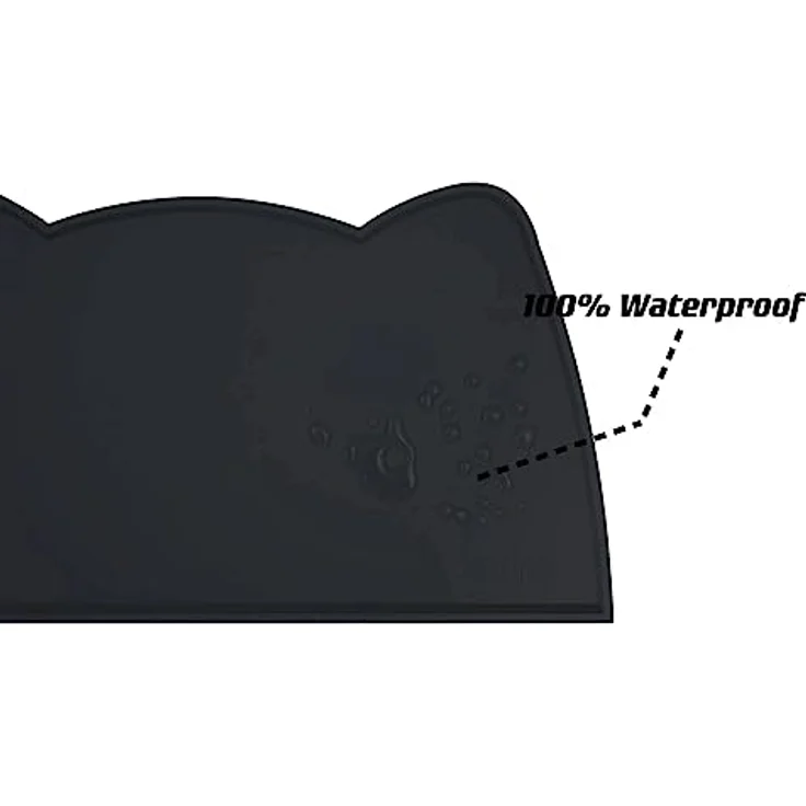OHMO Napfunterlage für Kleine Hunde und Katzen, rutschfeste Silikonmatte, wasserdicht, 46x25cm, Schwarz – Bild 3