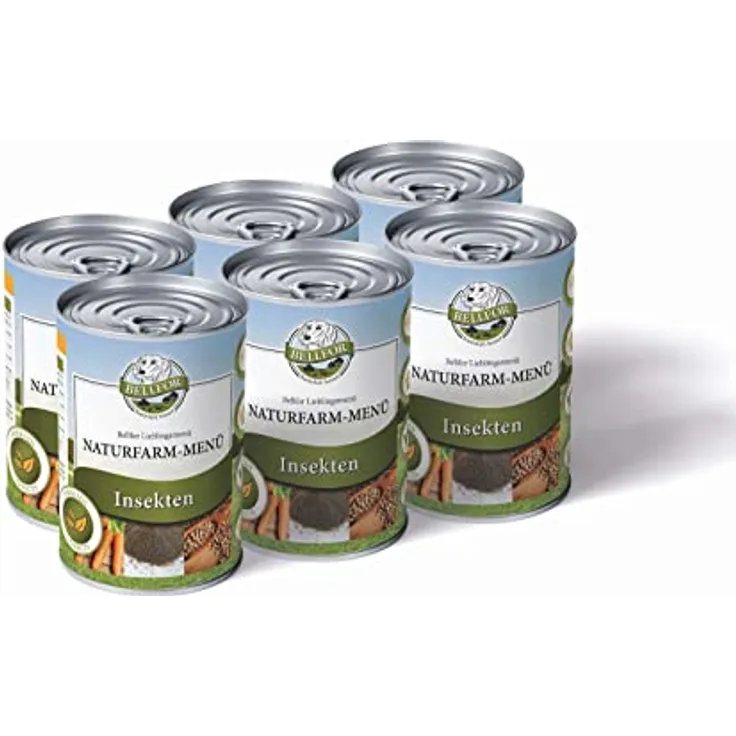 Bellfor Hundenassfutter Naturfarm-Menü, Getreidefrei mit Insektenprotein, 6 x 400 g, hypoallergen und reich an Vitaminen & Mineralien