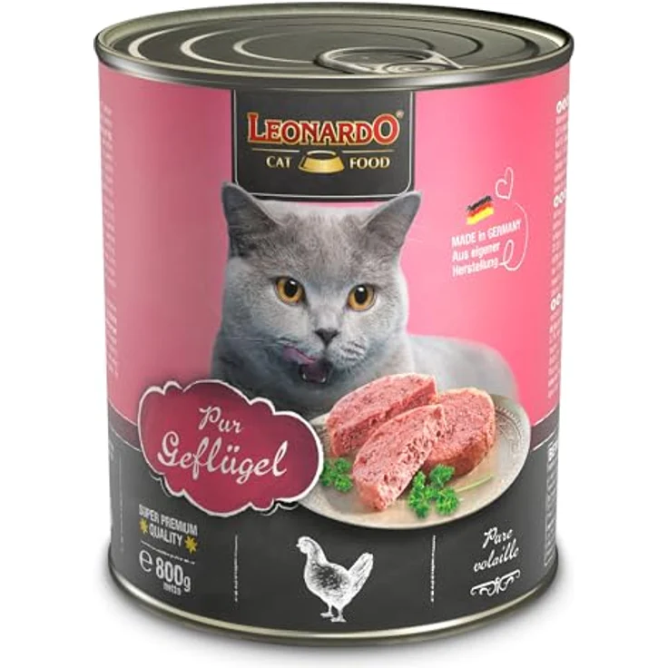 LEONARDO Geflügel pur, Nassfutter für Katzen, 6x800g Dose, getreidefreies Alleinfutter, Made in Germany – Bild 2