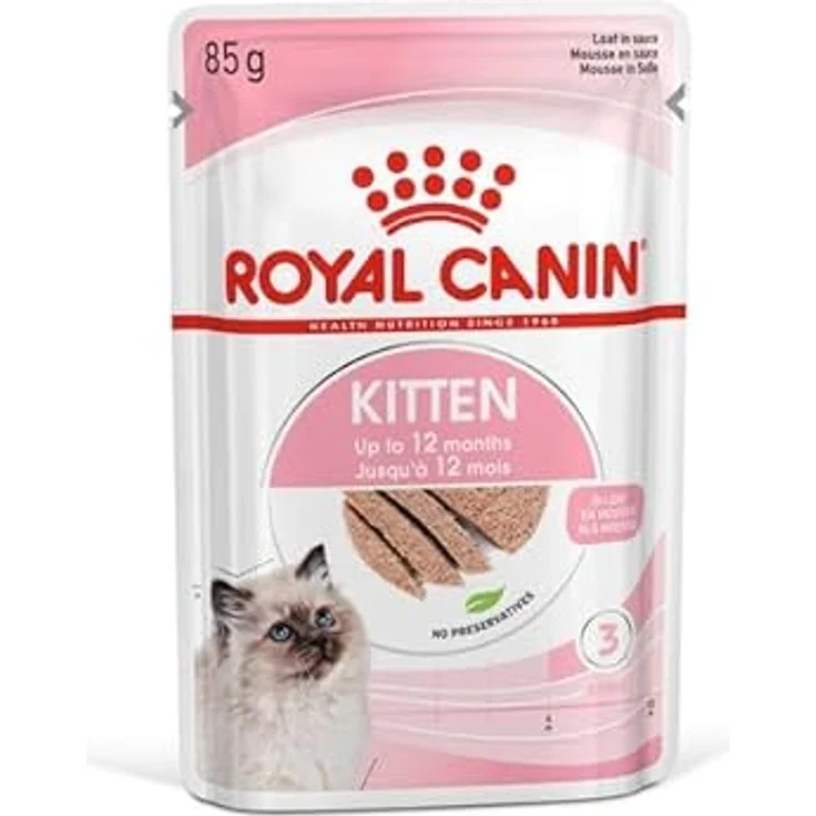 ROYAL CANIN Kitten Mousse in Soße, Nassfutter für Katzenwelpen, Doppelpack 2 x 12 x 85 g, speziell für die zweite Wachstumsphase bis 12 Monate, weiche Textur – Bild 2