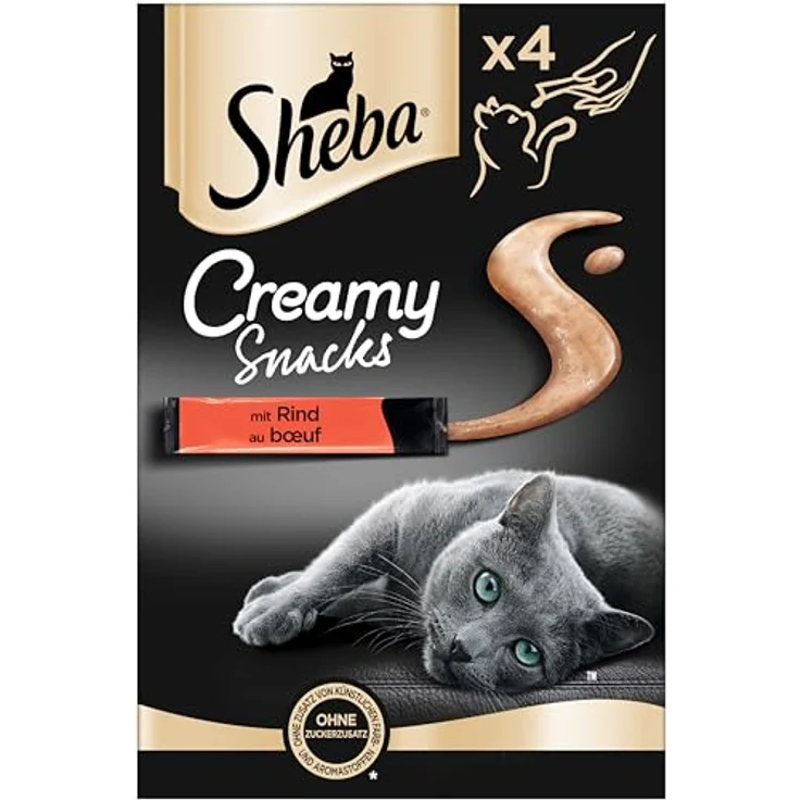 Sheba Creamy Snacks für Katzen mit Rind, cremige Leckerei in Portionsbeuteln, Multipack mit 20 x 12g – Bild 2