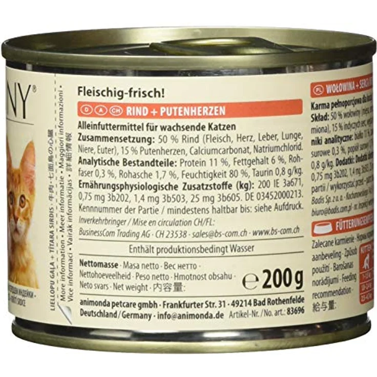 animonda Carny Kitten Nassfutter, Rind + Putenherzen, 6 x 200 g, für Katzen bis 1 Jahr, ohne künstliche Zusatzstoffe – Bild 2