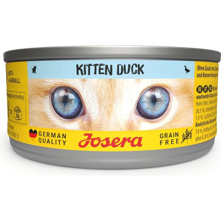 Josera Kitten Nassfutter Duck, 12x85g, hochwertige Ente für kleine Katzenliebhaber