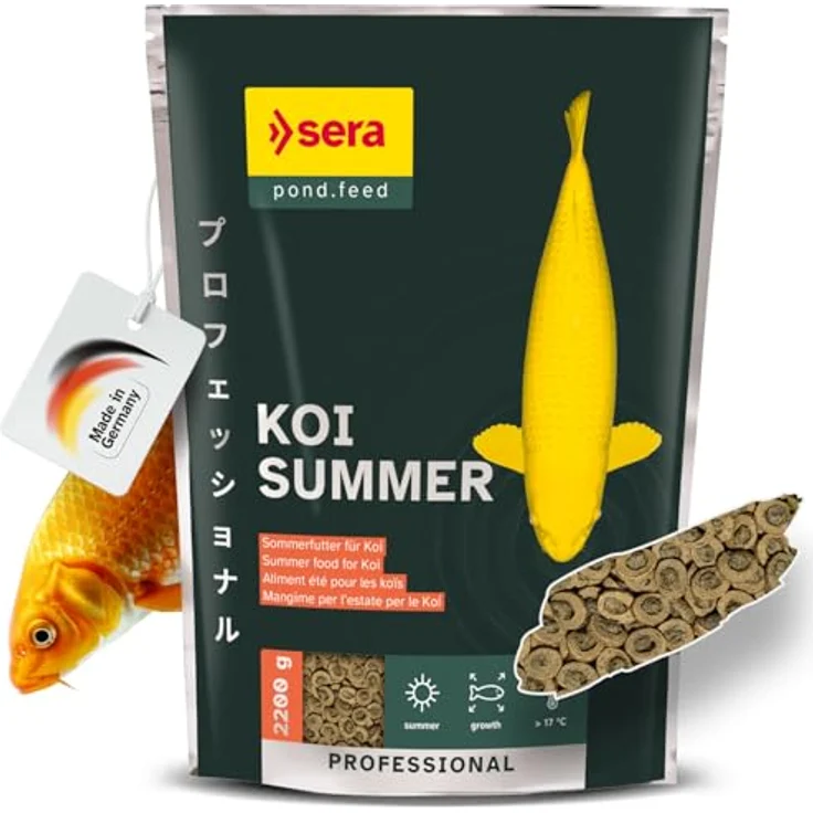 sera Koi Professional Summer 2200g | Energiereiches Koi Futter für Temperaturen über 17 °C | Ring-Kern-Pellets für aktive Fische im Sommer | Schwimmendes Fischfutter Teich – Bild 1
