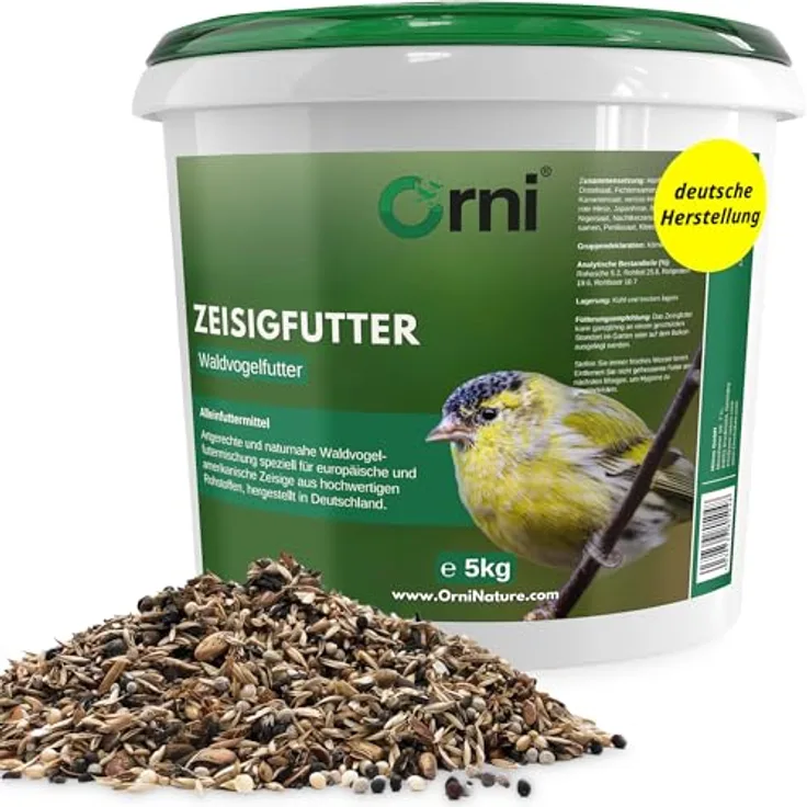 Orni Zeisig 5kg, Hochwertiges Vogelfutter für Zeisige, Mischung aus natürlichen Samen und Körnern, deutsche Herstellung