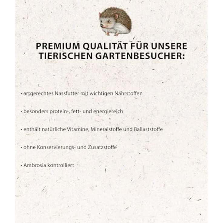 Dehner Natura Igel-Menü, artgerechtes Nassfutter für Igel, proteinreich, 16 x 100 g – Bild 3