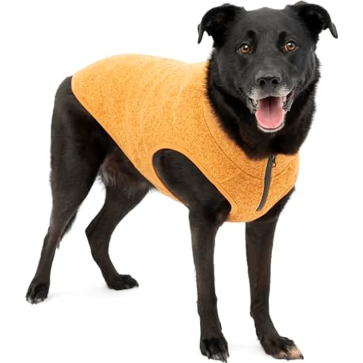 Kurgo Core Hunde-Pullover, Leichtes Fleece mit 2-Wege-Reißverschluss, Größe S, orange, Hundegeschirr-kompatibel – Bild 1