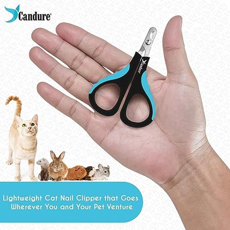 Candure Profi Krallenschere für Hunde und Katzen, Edelstahl Nagelknipser mit Nagelfeile, ergonomisches Design, klein (XS), blau – Bild 5