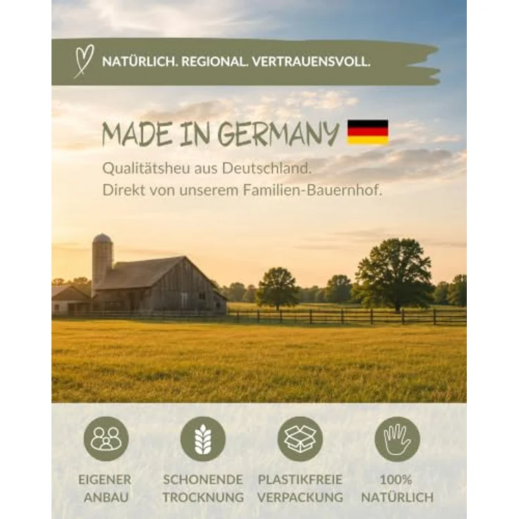 Dein Heuboden Heu 4kg, Wiesenheu und Einstreu für Kaninchen, Meerschweinchen und Hasen, 100% natürlich, ohne Plastikverpackung, Made in Germany – Bild 2