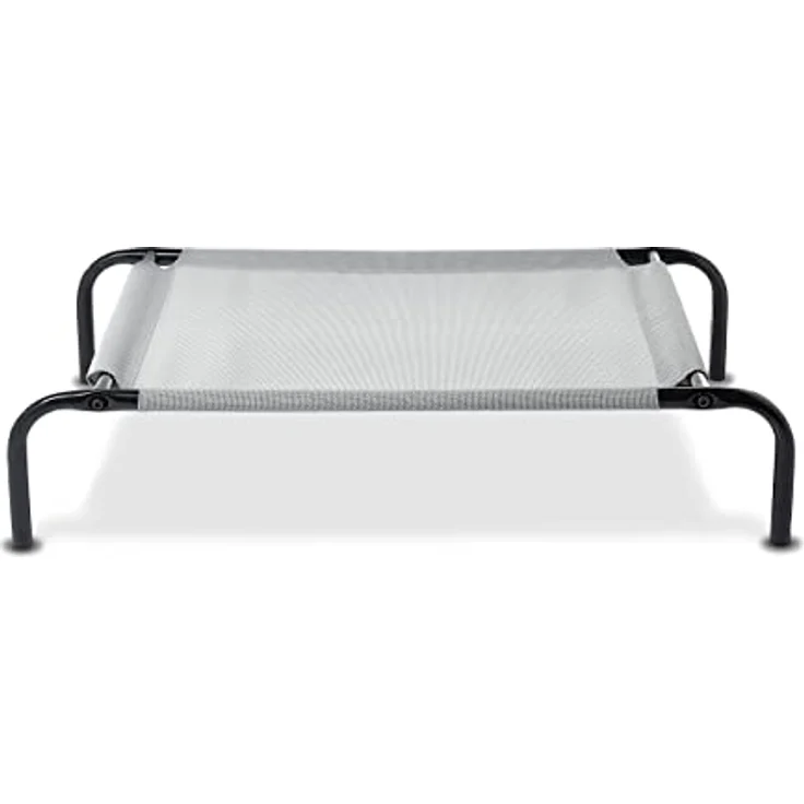 Amazon Basics Kühlendes erhöhtes Haustierbett für Hunde, Größe S, L 90 x 55 x 19 cm, robustes Eisenrahmen, atmungsaktives graues Netzstoff – Bild 4