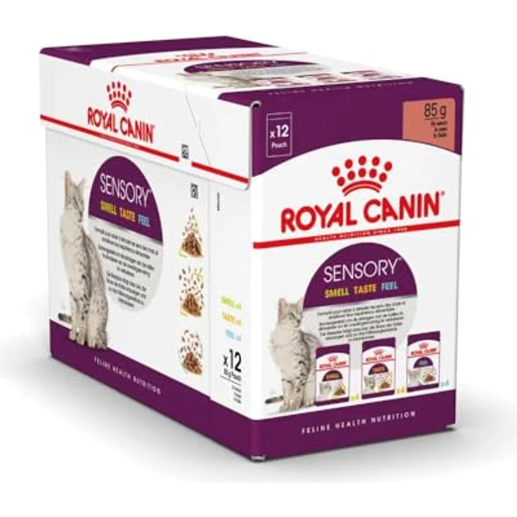 Royal Canin Sensory Smell Taste Feel Multibox, 12 x 85 g, Alleinfuttermittel für ausgewachsene Katzen, stimuliert die Sinne, mit feinen Stückchen in Soße – Bild 1