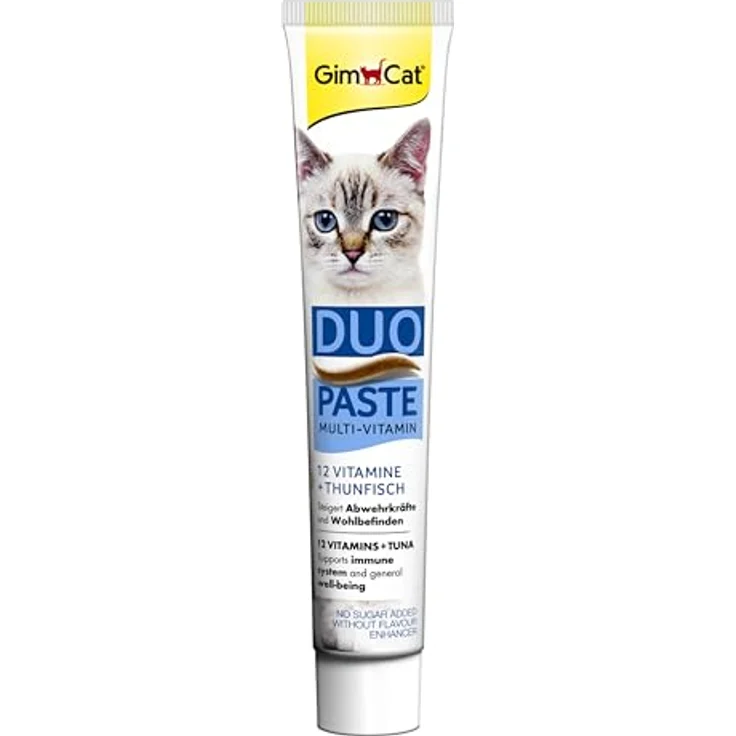 GimCat Duo Paste Multi-Vitamin und Thunfisch, gesunde Katzenpaste mit 12 Vitaminen, 50 g Tube