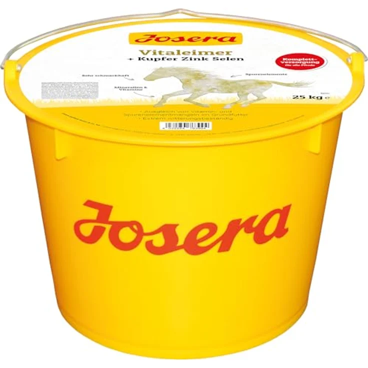 JOSERA Vitaleimer Pferd, 25 kg Mineralfuttermittel für alle Pferderassen, hohe Ausstattung an Kupfer, Zink und Selen, unterstützt Knochen & Gelenke – Bild 1