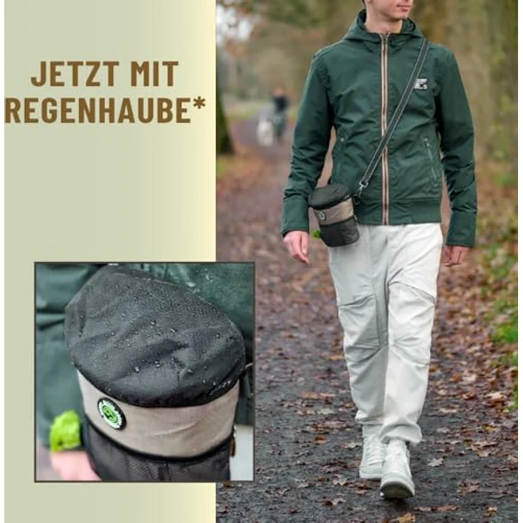 GIZZY® DAS ORIGINAL | Leckerlitasche für Hunde mit praktischer Einhand-Öffnung und Regenhaube | Hochwertiger, wasserabweisender Futterbeutel für Training & Welpenerziehung | Beige – Bild 5