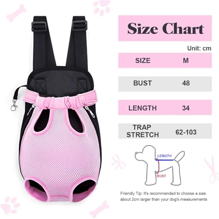 HMCEY Haustier Rucksack, Verstellbarer Tragerucksack für Kleine Hunde und Katzen, Atmungsaktive Tragetasche, Faltbare Reisetasche bis 8 kg, Schwarz – Bild 2