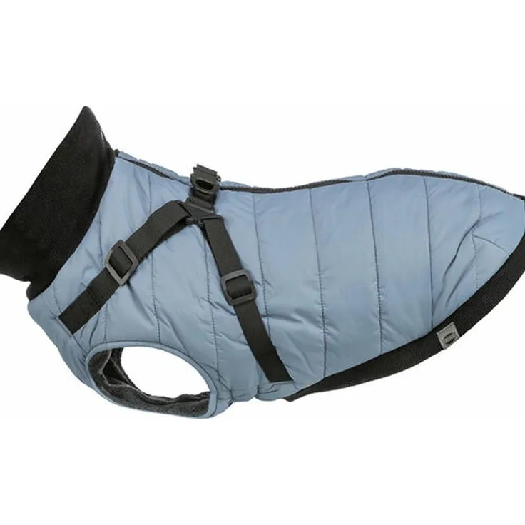 Trixie Pontis Hundemantel mit Geschirr, XXS (24 cm), blau-grau, strapazierfähiges Polyester, ideal für regnerische Tage