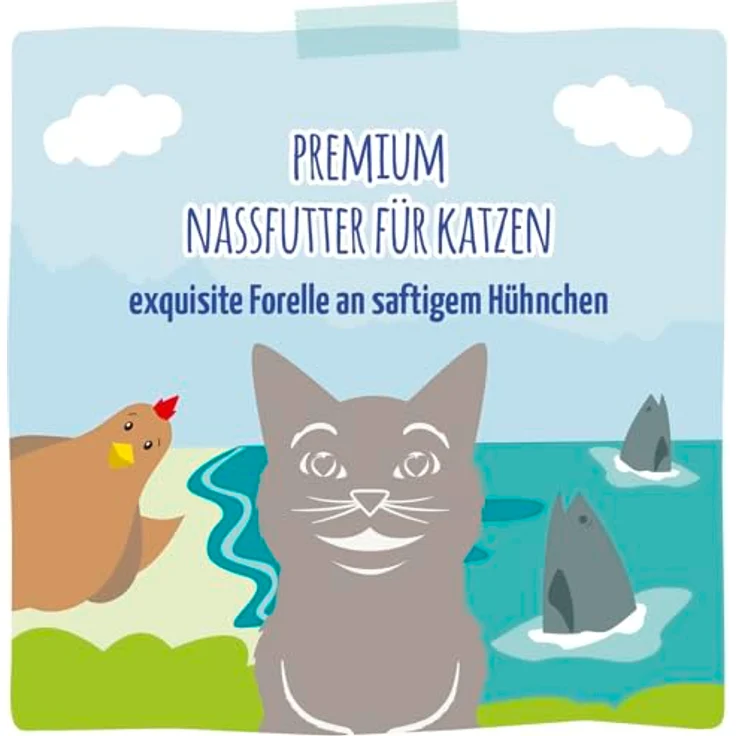MjAMjAM Premium Nassfutter für Katzen, exquisite Forelle an saftigem Hühnchen, getreidefrei, 6er Pack (6x200g) – Bild 5