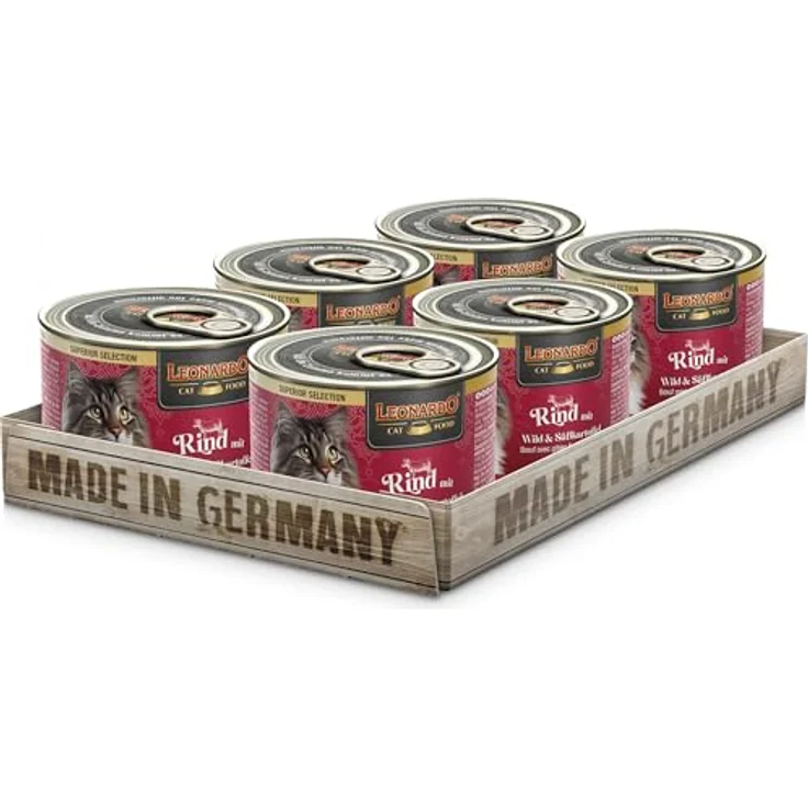 LEONARDO Katzen Nassfutter Superior Selection, Rind mit Wild & Süßkartoffel, 6x200g Dose, getreidefrei, ohne Zucker, Made in Germany – Bild 1