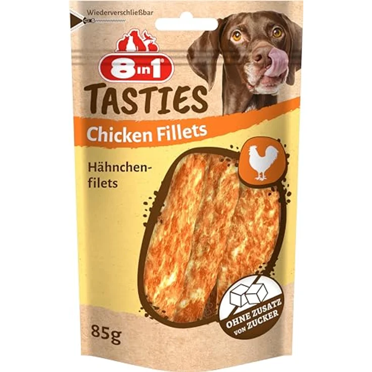 8in1 Tasties Hühnerfilets, Sparpaket mit 3 x 85 g, glutenfreie und proteinreiche Hundesnacks ohne Zuckerzusatz – Bild 1