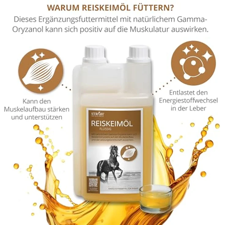 STRÖH Reiskeimöl für Pferde (1l) • 100% Natürlich, Ohne Zusätze, Premium-Futterergänzung für Muskelaufbau und Leistungssteigerung – Bild 3