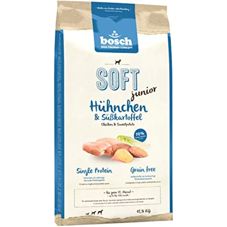 bosch HPC SOFT Junior Hühnchen & Süßkartoffel, halbfeuchtes Hundefutter für wachsende Hunde, Single Protein, grain-free, 12.5 kg