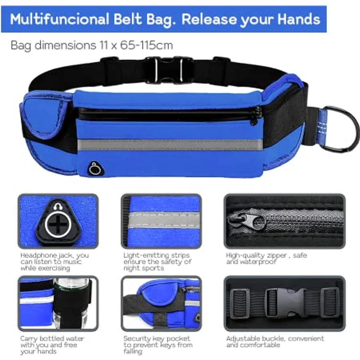Edipets Joggingleine für Hunde, freihändig, 160-220 cm, Anti-Stress, reflektierend, blau – Bild 3