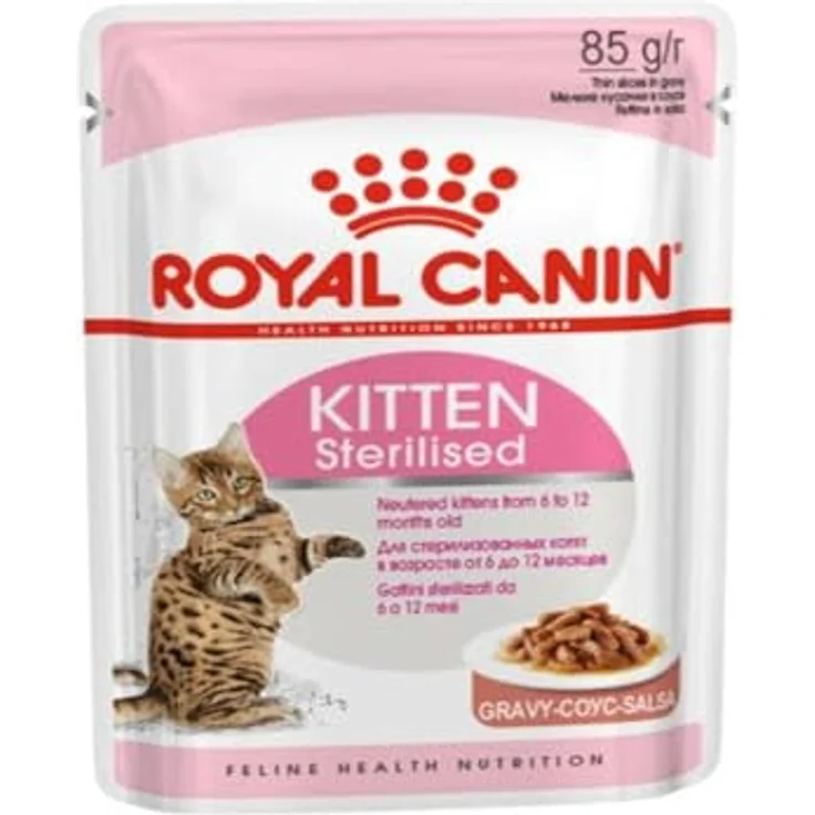Royal Canin Sterilised Kitten in Soße, 24 x 85 g, Vollwertiges Nassfutter für kastrierte Kätzchen, moderater Fettgehalt, optimale Nährstoffkombination – Bild 2