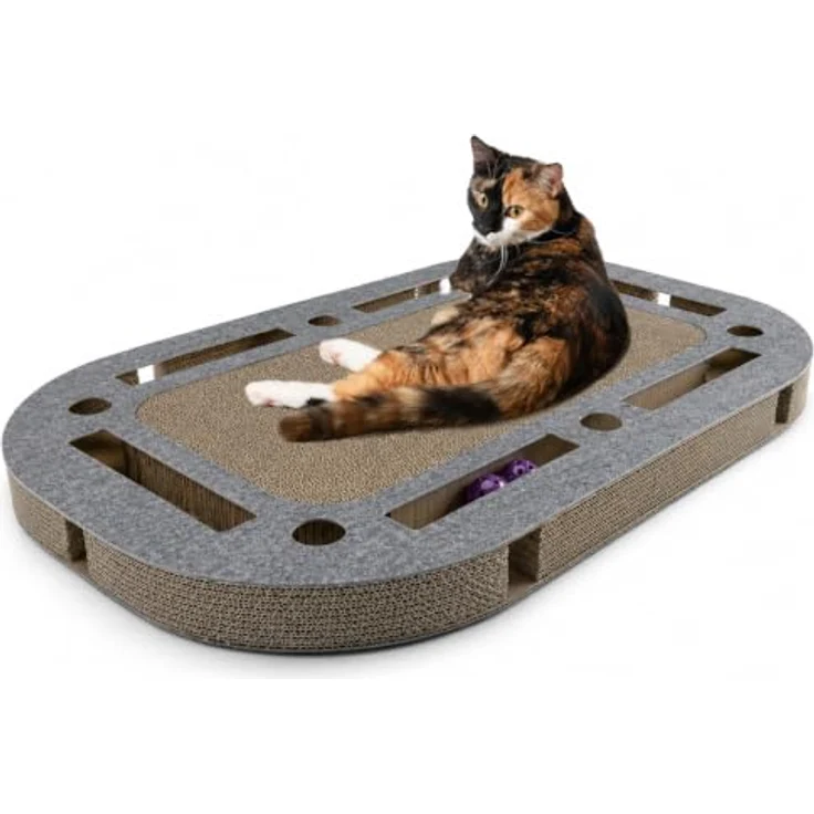 Canadian Cat Company Kratzbrett PlayPlate XL Felty, Katzenspielplatz mit robuster Wellpappe und weicher Filzoberfläche, ca. 85 x 54 x 5,8 cm – Bild 1