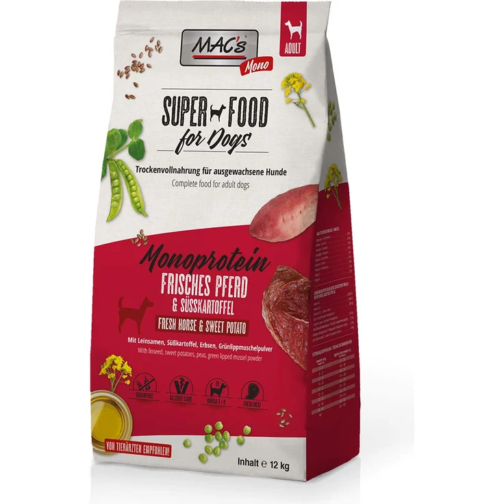 MAC's Dog Mono Pferd, Trockenfutter für allergieanfällige Hunde, 2x12kg – Bild 1
