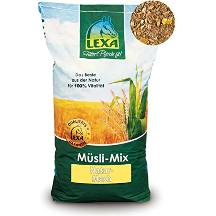 LEXA Natur Mash, 15 kg Sack, verdauungsunterstützender Leckerbissen mit ausgewählter Kräuterkombination und Leinsamen