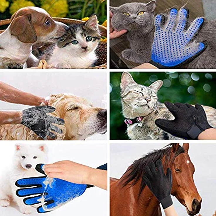 WEPO Haustier Fellpflegehandschuh, Enthaarungshandschuh und Massagebürste für Hunde und Katzen, Hautfreundlich und Atmungsaktiv, Schwarz – Bild 4
