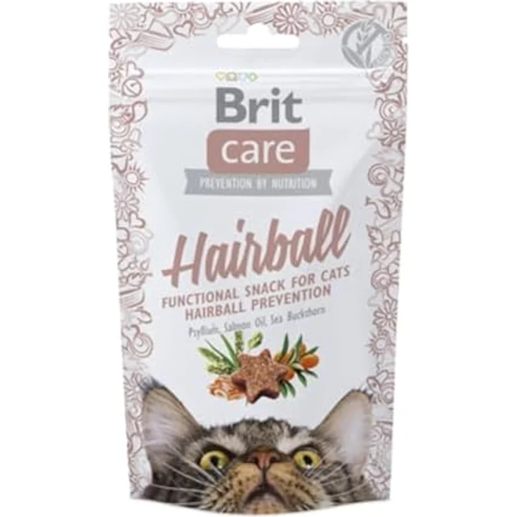 Brit Care Cat Snack 50 g Hairball, natürlicher Snack zur Unterstützung der Zahnpflege und gegen Haarballen, 12er Pack – Bild 1