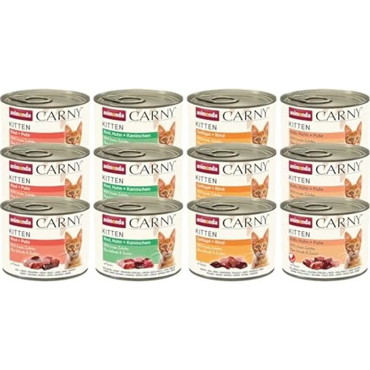 animonda Carny Kitten Variation, Nassfutter für Katzenkinder im 12er-Pack (12 x 200 g), getreidefrei und zuckerfrei mit 100 % frischen Zutaten