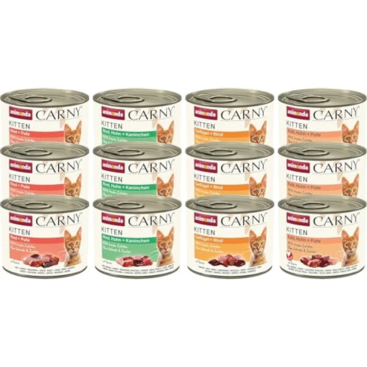 animonda Carny Kitten Variation, Nassfutter für Katzenkinder im 12er-Pack (12 x 200 g), getreidefrei und zuckerfrei mit 100 % frischen Zutaten – Bild 1