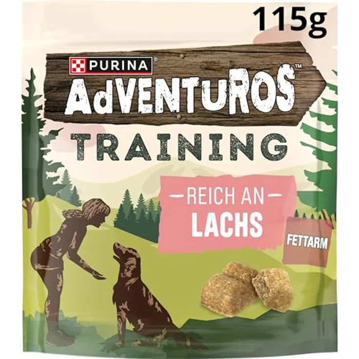 Adventuros Training Hundeleckerlis, reich an Lachs, fettarm, 6er Pack (6 x 115g) – Bild 1