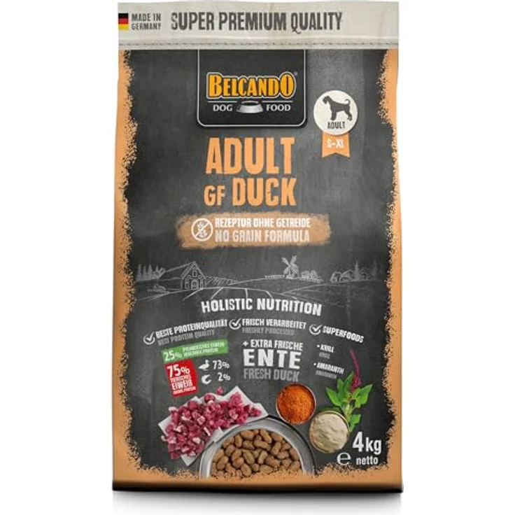 BELCANDO Adult GF Duck, getreidefreies Hundefutter mit 73% Entenfleisch, Alleinfuttermittel für erwachsene Hunde ab 1 Jahr – Bild 1