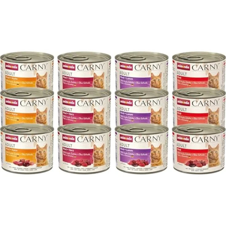animonda Carny Adult Herzhafte Variation, Katzennassfutter für ausgewachsene Katzen, 100 % frische Zutaten, ohne Getreide und Zucker, 12 x 200 g – Bild 1
