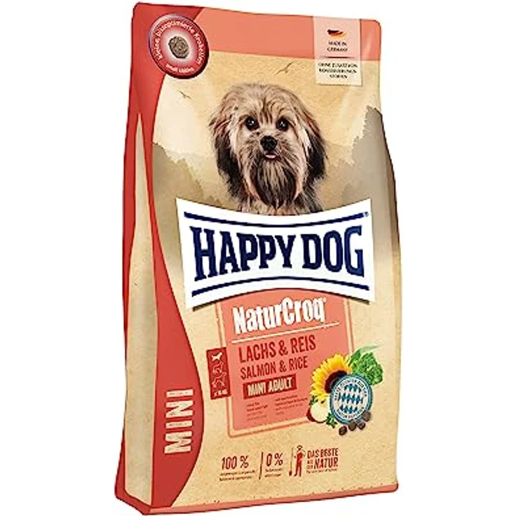 Happy Dog NaturCroq Mini, Trockenfutter für kleine Hunde mit Lachs und Reis, 4kg, mit heimischen Kräutern – Bild 1