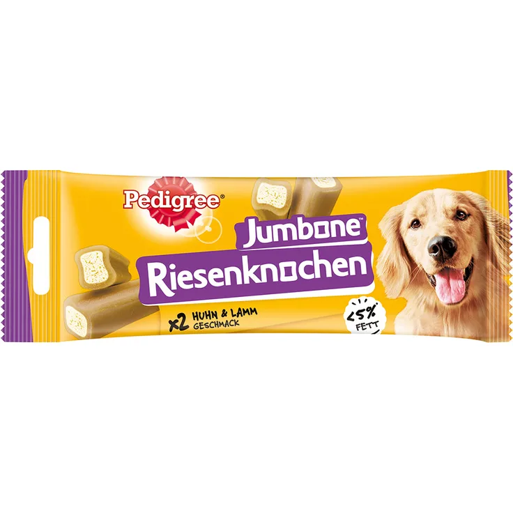 Pedigree Riesenknochen Mixpaket, 6 x 180 g Kausnacks für Hunde, 3 x Rind + 3 x Huhn, fettarm, hoher Vitamin- und Mineralstoffgehalt