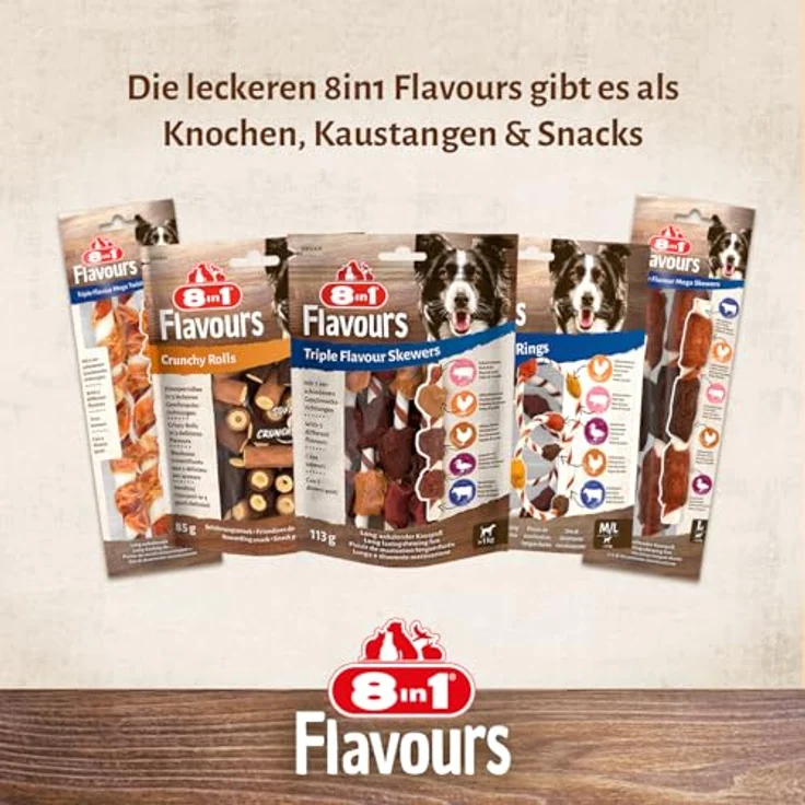 8in1 Triple Flavour Mega Ribs, Kau-Snack für größere Hunde, 140g, reich an Protein, fördert gesunde Zähne und Zahnfleisch – Bild 6