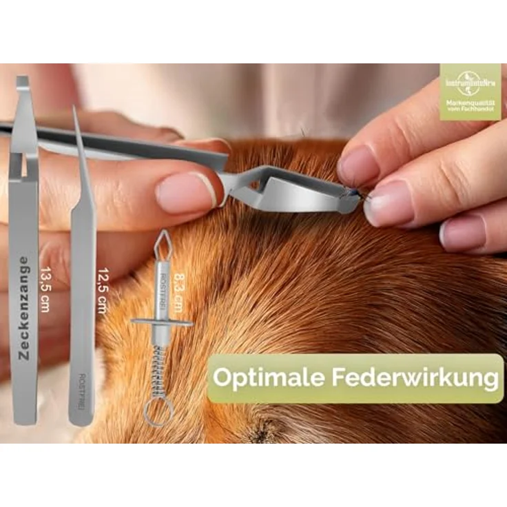 InstrumenteNrw Zeckenzange Zeckenpinzette Profi-Qualität, 3er Set aus rostfreiem Edelstahl, inklusive Kreuzmechanismus und Zeckenentferner – Bild 3