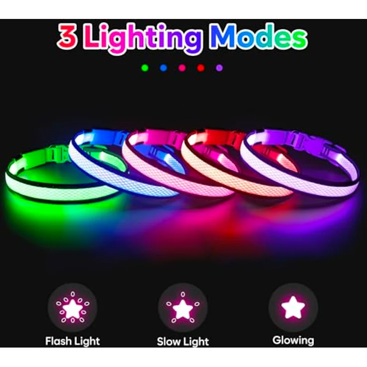 Flashseen LED Leuchthalsband für Hunde, USB Aufladbar, Wasserdicht, Verstellbar, 3 Lichtmodi, für Kleine Hunde (Grün) – Bild 3